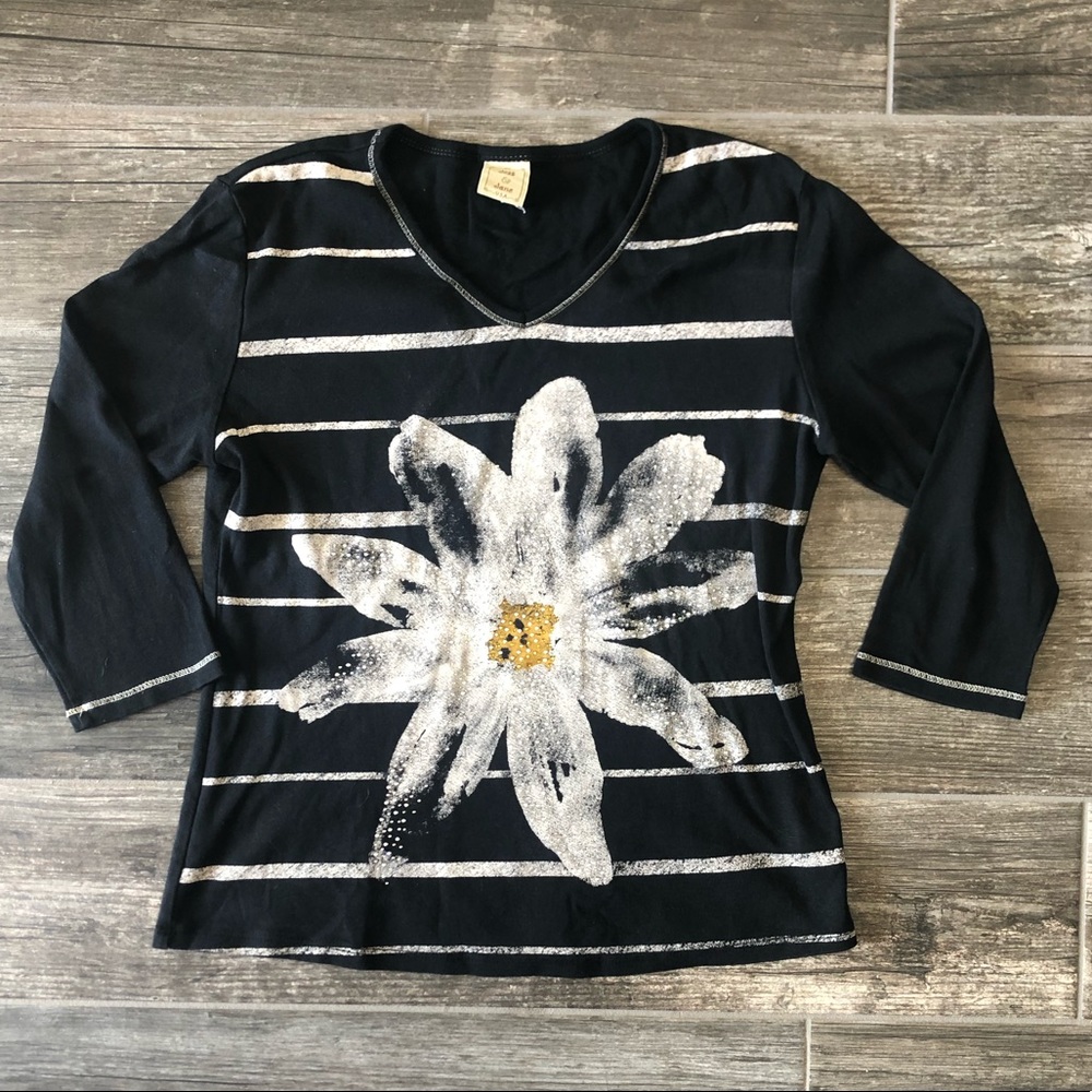 Rhinestone Embellished 3/4 Sleeve T-shirt
